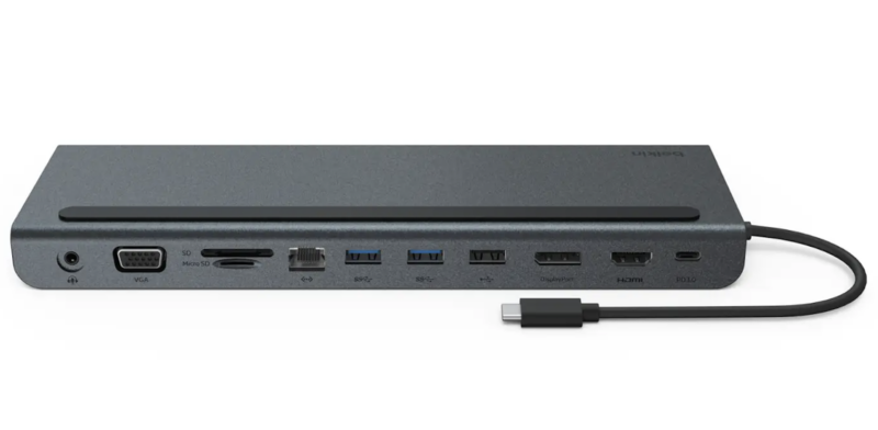 Belkin 11-in-1 USB C Hub w/ 4K HDMI, DP, VGA, 100W PD Docking Station INC022ttDG-RL (Dark Gray)